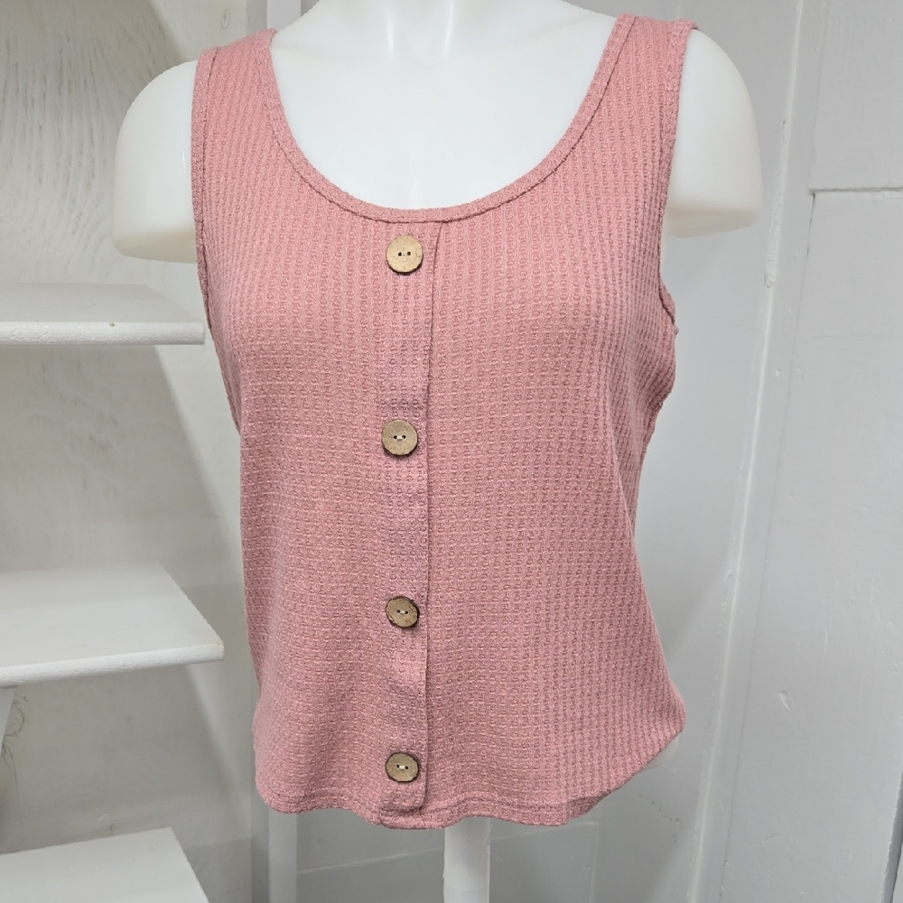 Elegant Pink Button-Down Tank Top